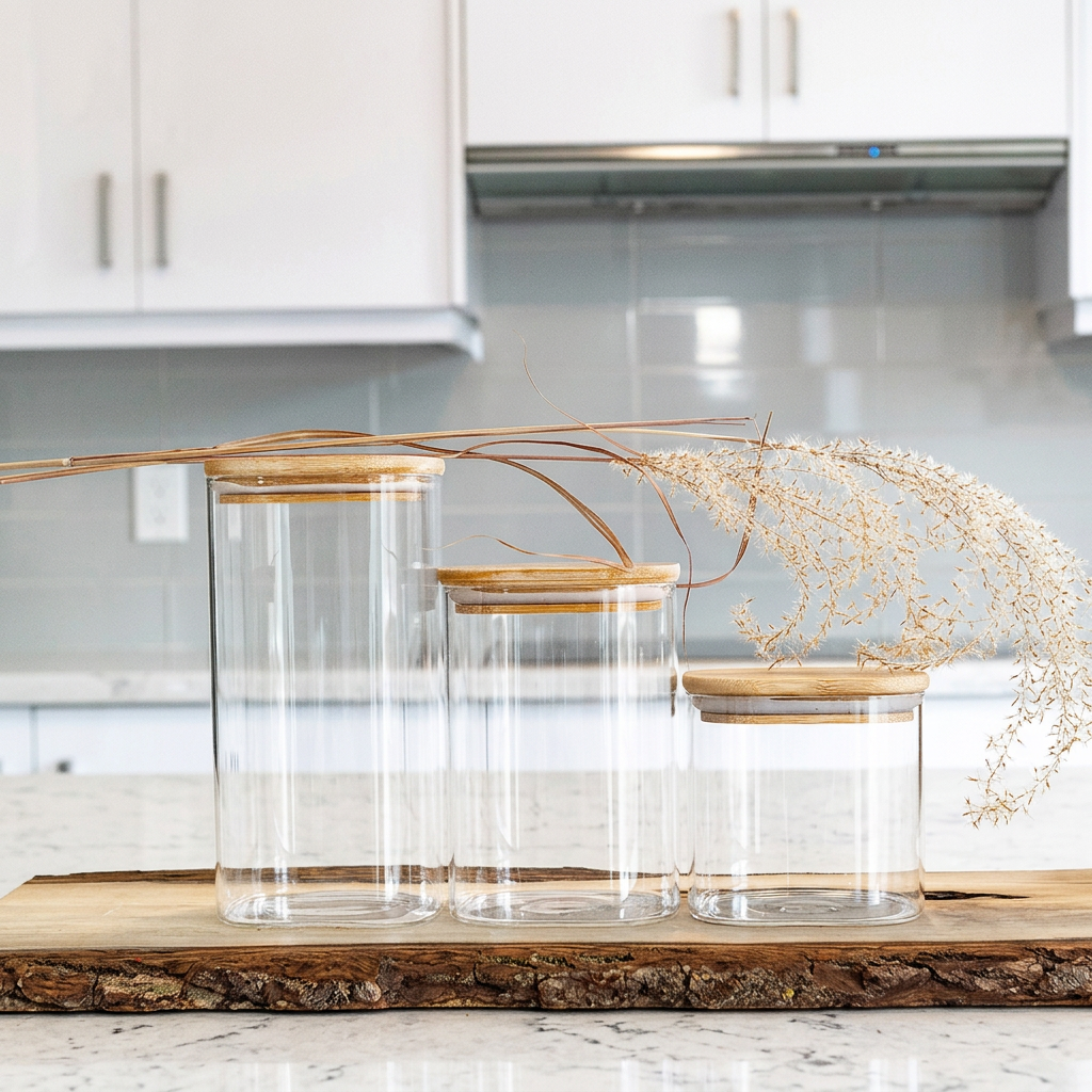 Square Jar (29 oz unit) Bamboo lid