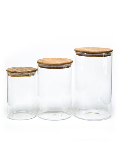 Bundle of 3 Acacia Lid Jars (50, 90, 120 oz)