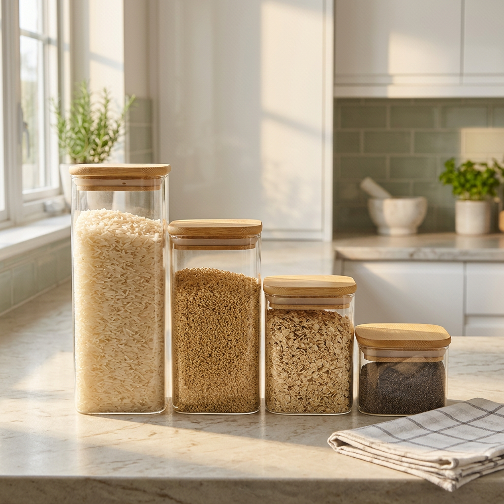 Square Jar (22 oz unit) Bamboo Lid