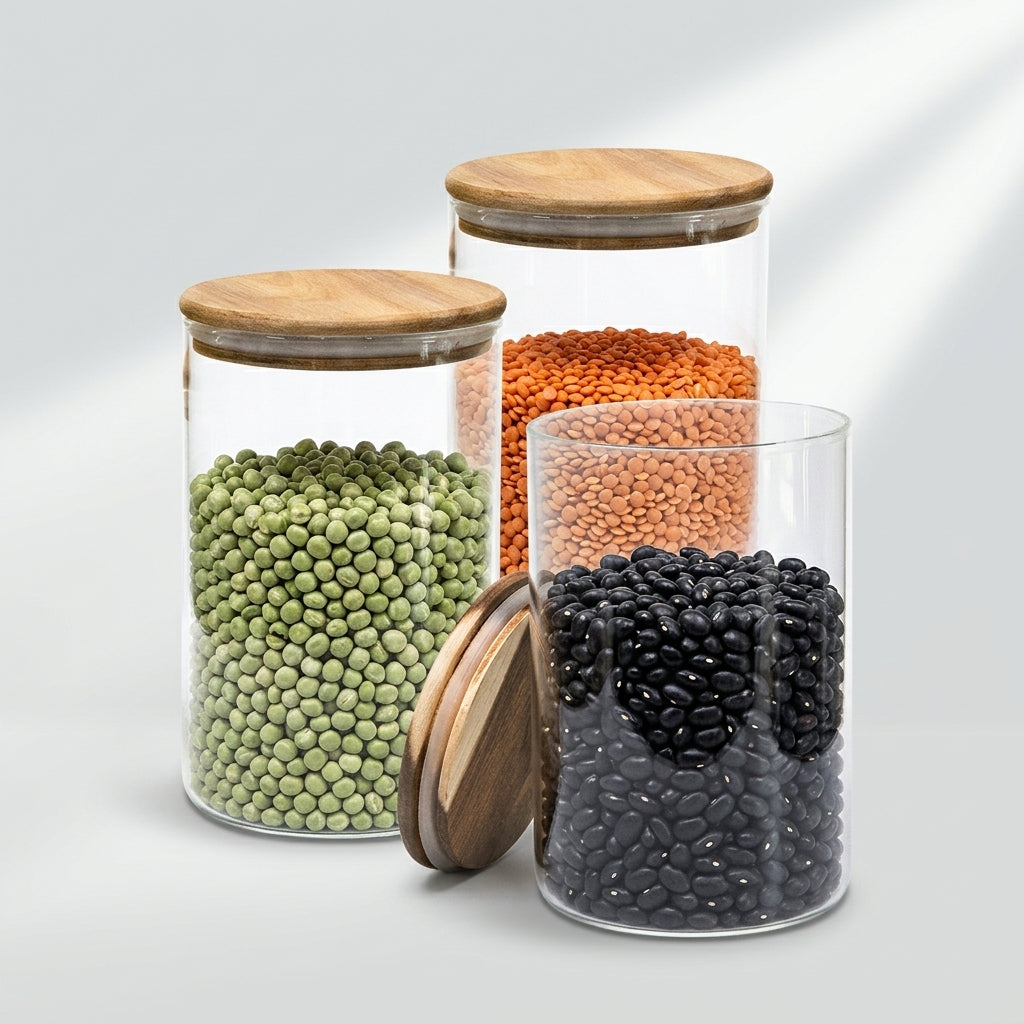 Bundle of 3 Acacia Lid Jars (90 oz)