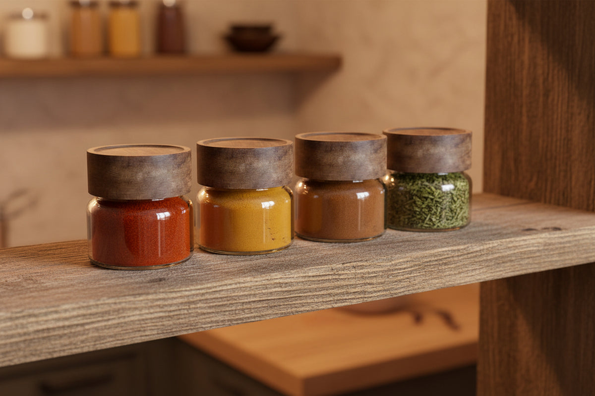 Bundle of 4 Acacia Screw-Top Canisters (3 oz)