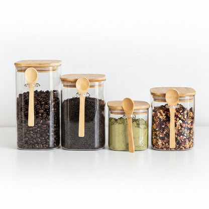 Square Pantry Jar (44 oz unit ) Bamboo lid