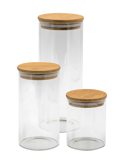 Bundle of 3 Round Bamboo Lid Jars (17, 27, 32 oz)