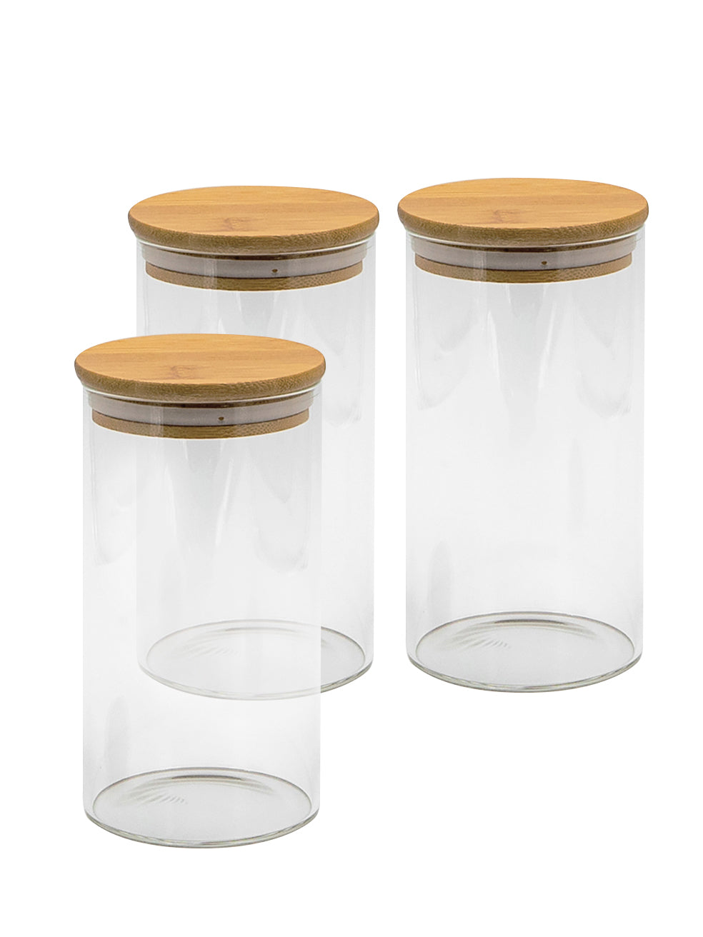Bundle of 3 Round Bamboo Lid Jars (17, 27, 32 oz)