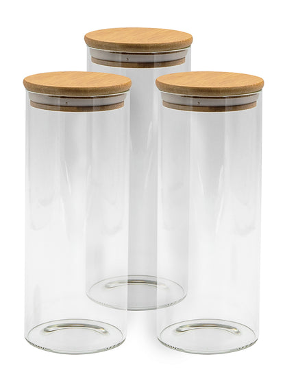 Bundle of 3 Round Bamboo Lid Jars (17, 27, 32 oz)
