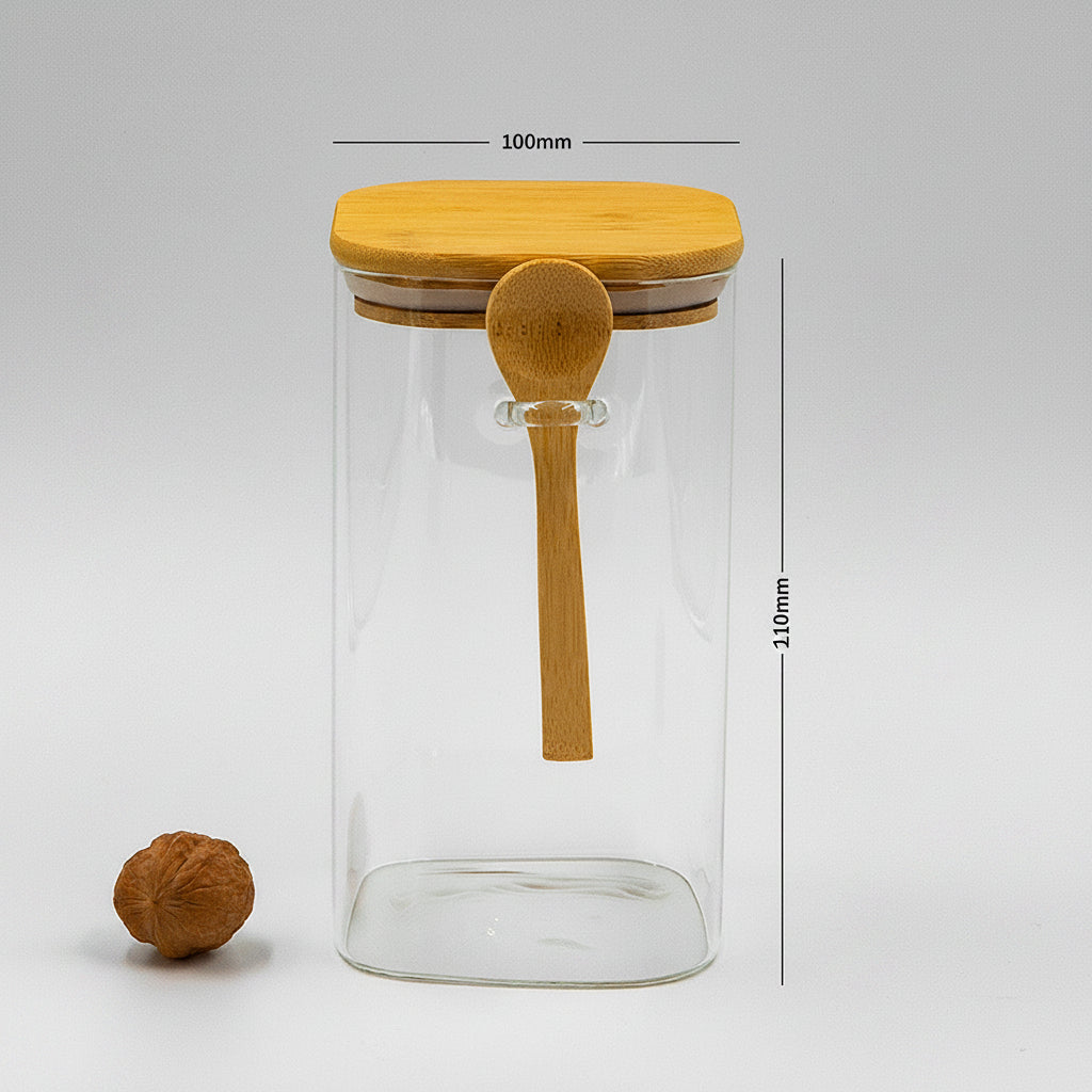 Square Pantry Jar (44 oz unit ) Bamboo lid
