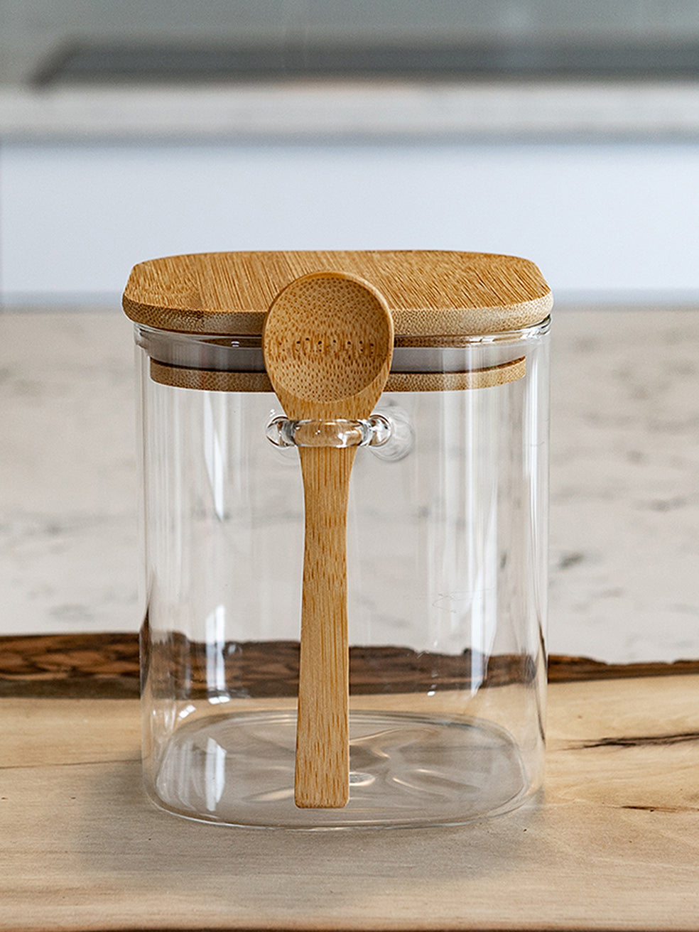 Square Pantry Jar (25 oz unit ) Bamboo lid