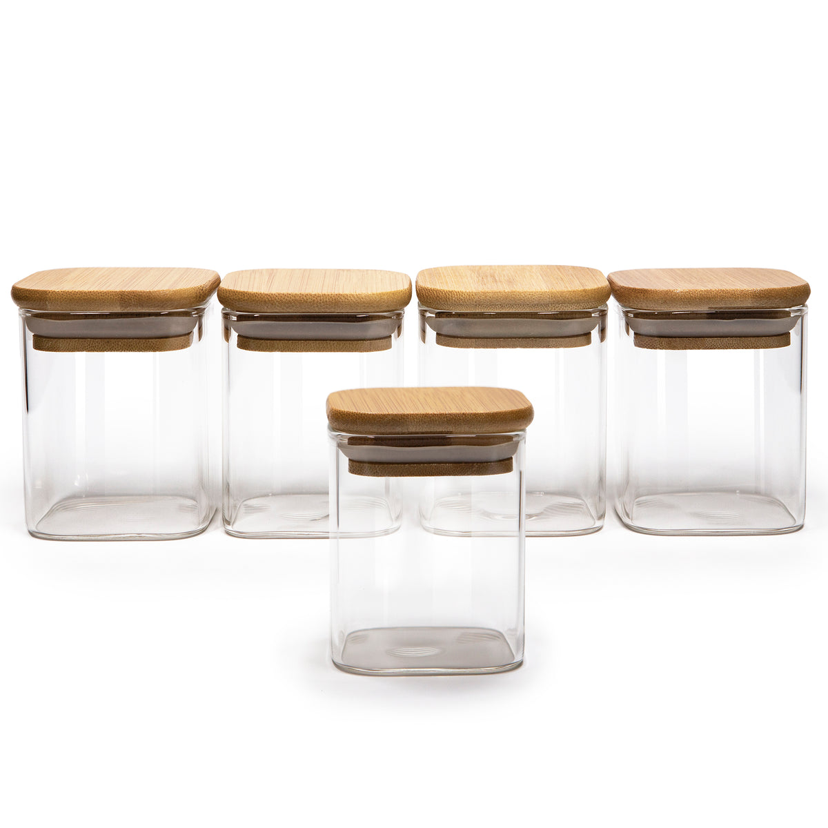 Bundle of 5 Square (6, 7.5, 11, 13.5, 16 oz) Bamboo Lid