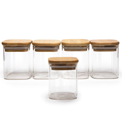 Bundle of 5 Square (6, 7.5, 11, 13.5, 16 oz) Bamboo Lid