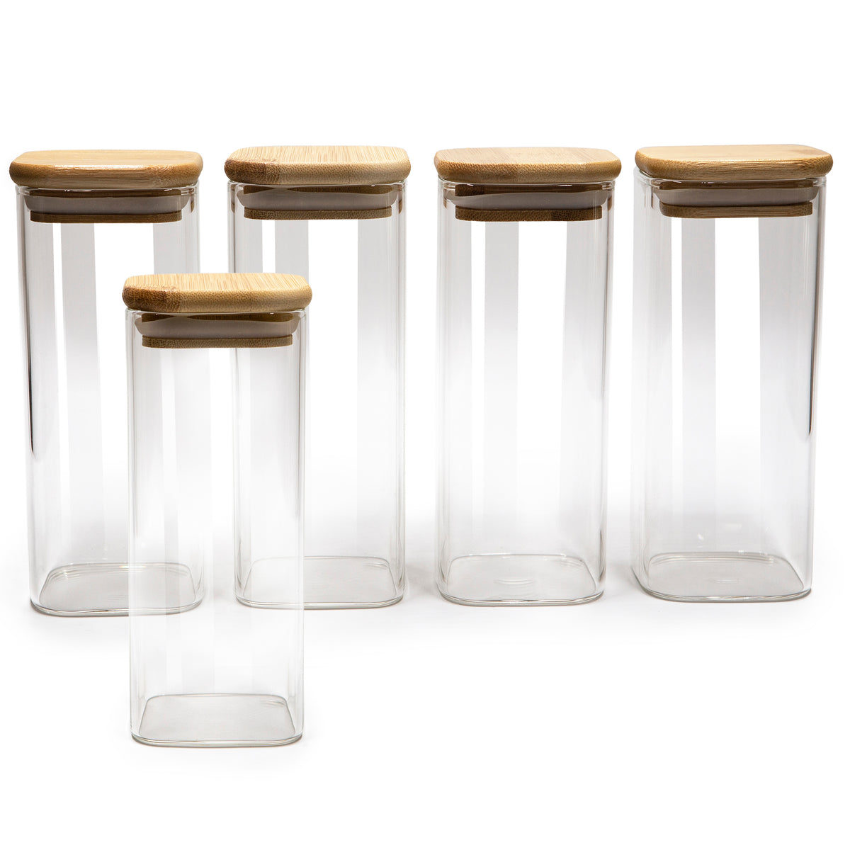 Bundle of 5 Square (6, 7.5, 11, 13.5, 16 oz) Bamboo Lid