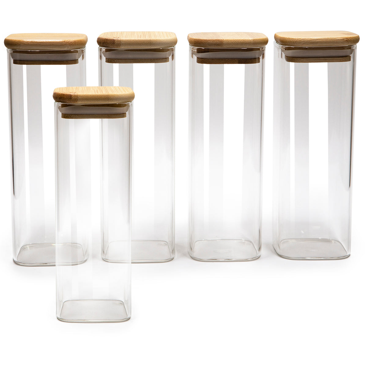 Bundle of 5 Square (6, 7.5, 11, 13.5, 16 oz) Bamboo Lid