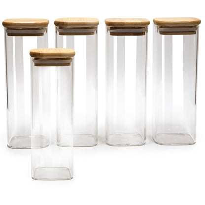 Bundle of 5 Square (6, 7.5, 11, 13.5, 16 oz) Bamboo Lid