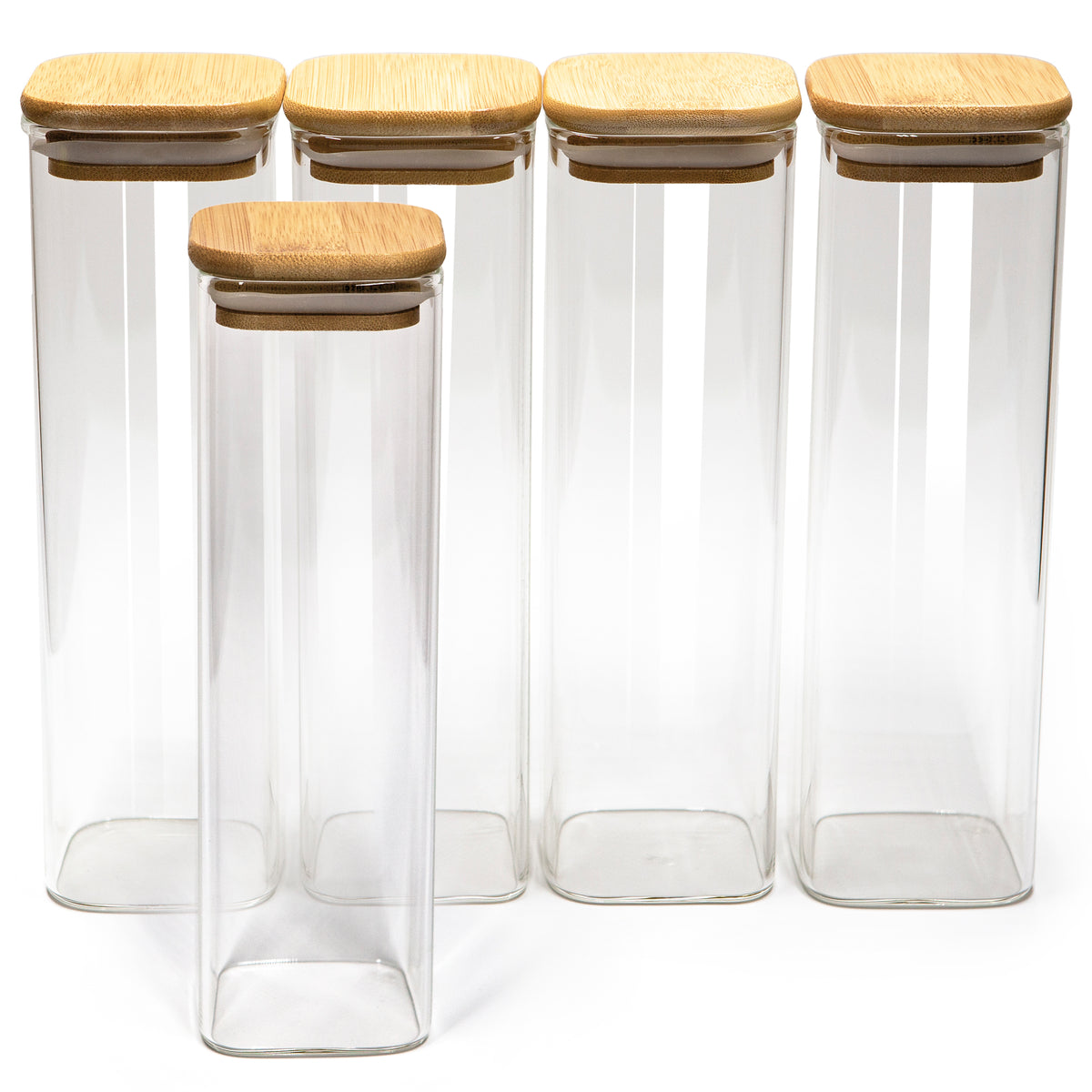 Bundle of 5 Square (6, 7.5, 11, 13.5, 16 oz) Bamboo Lid